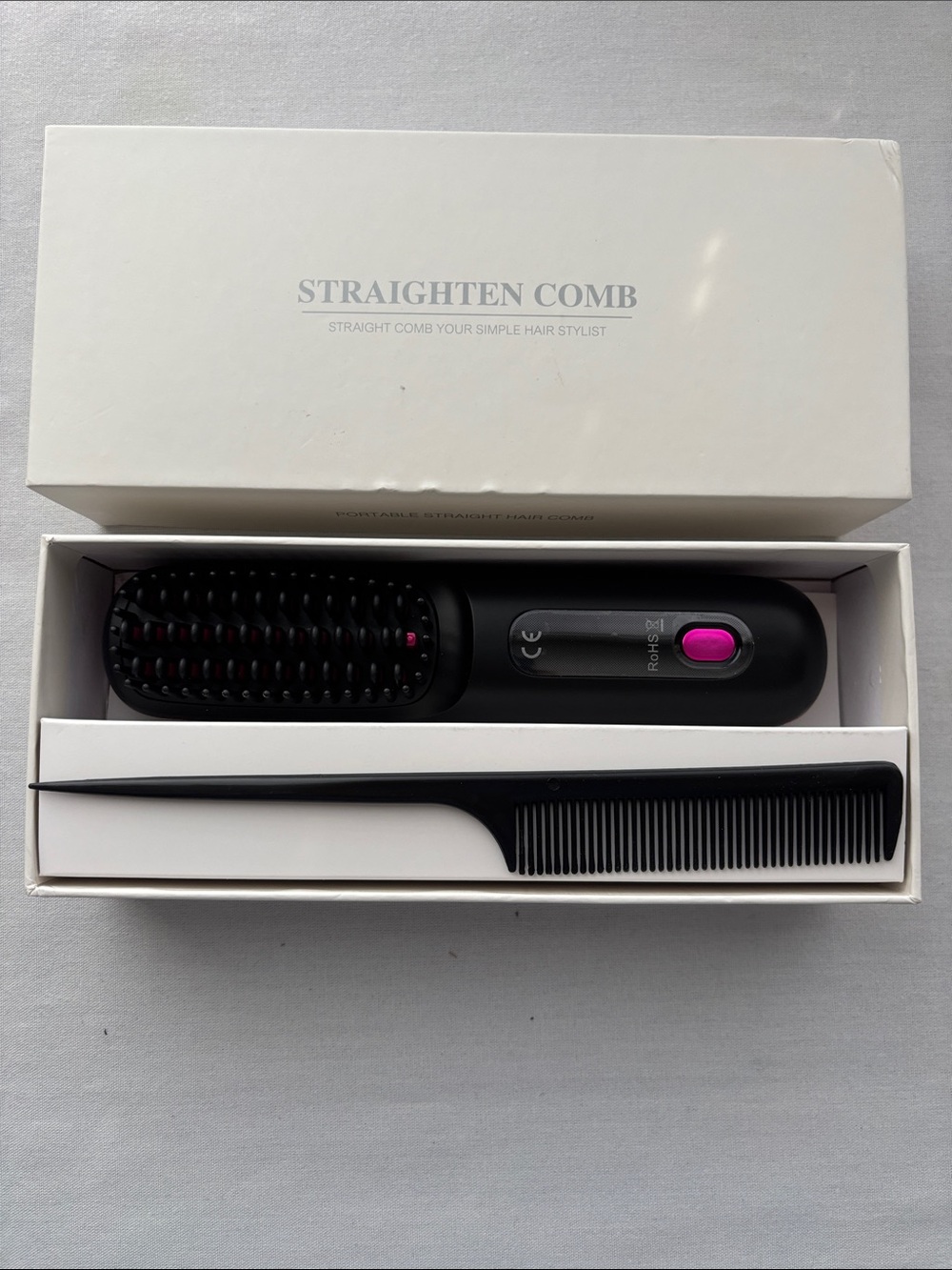 Straighten Comb Hair Straightening Brush - Black